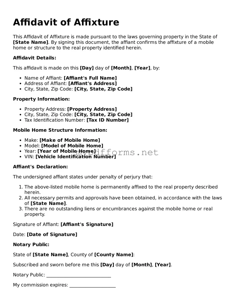 Affidavit of Affixture Template