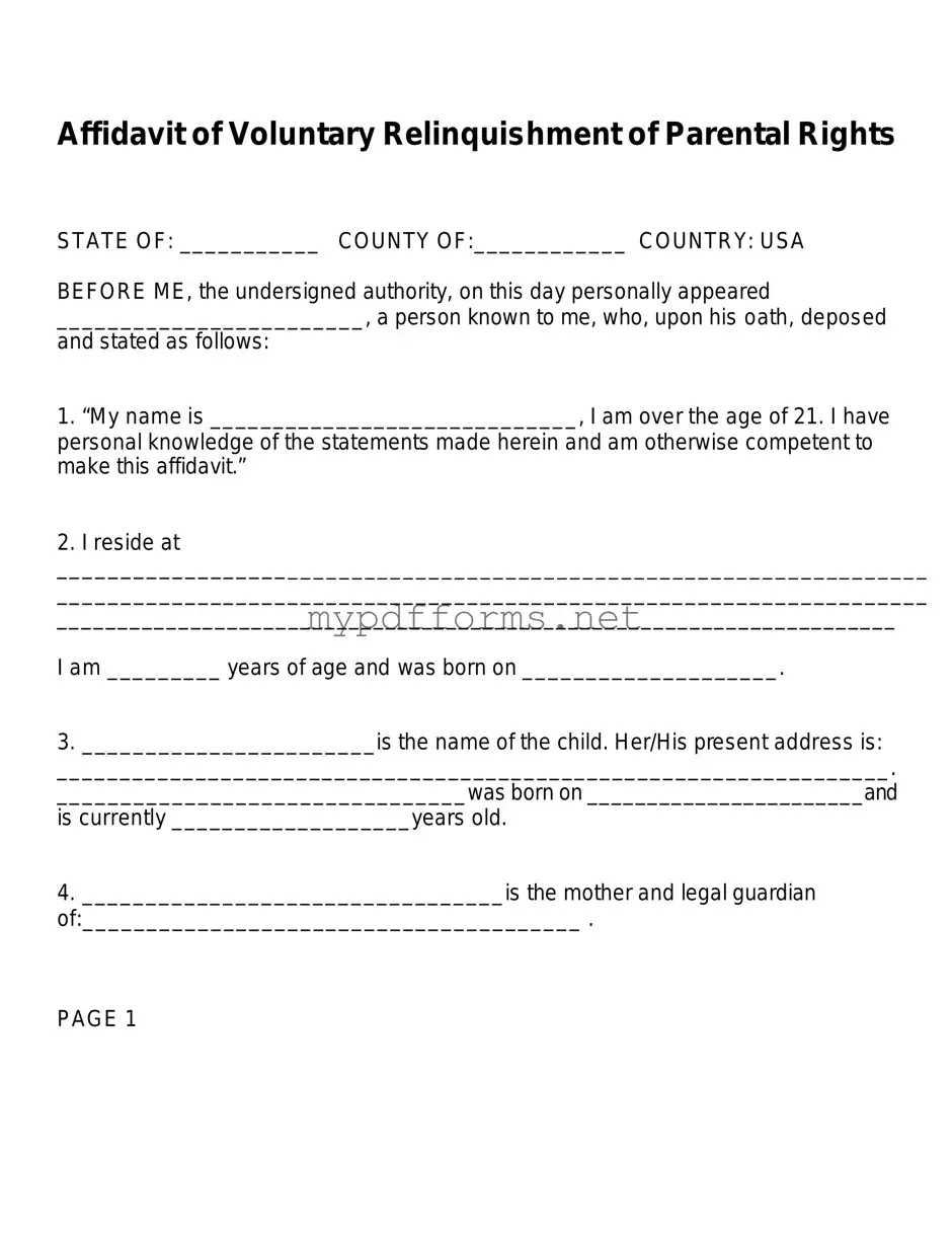 Get Affidavit Parental Rights Form in PDF