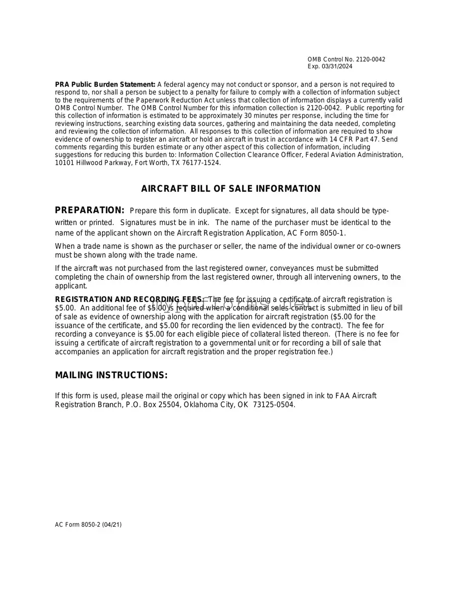 Get Aircraft Bill of Sale AC 8050-2 Form in PDF