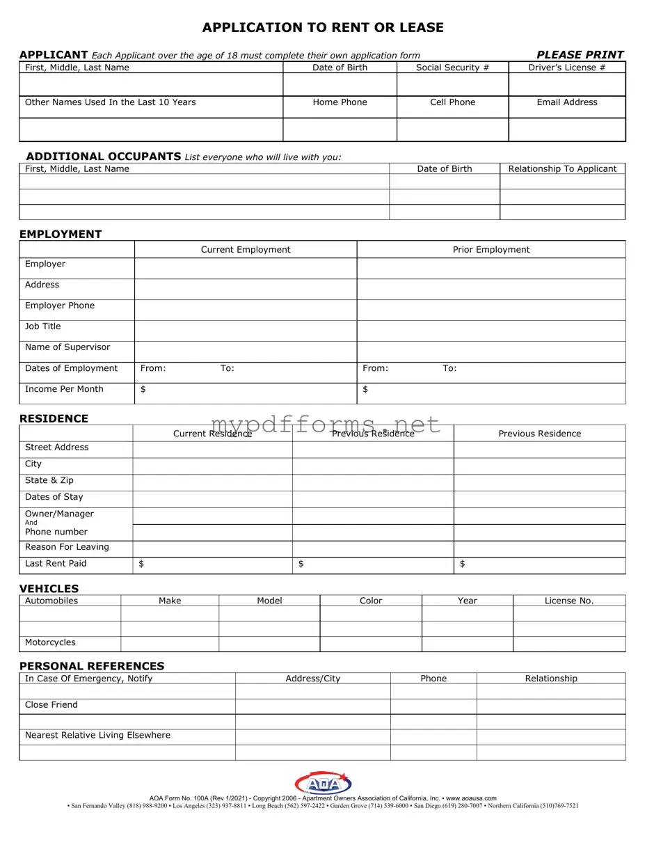 Get Aoa 100A Form in PDF