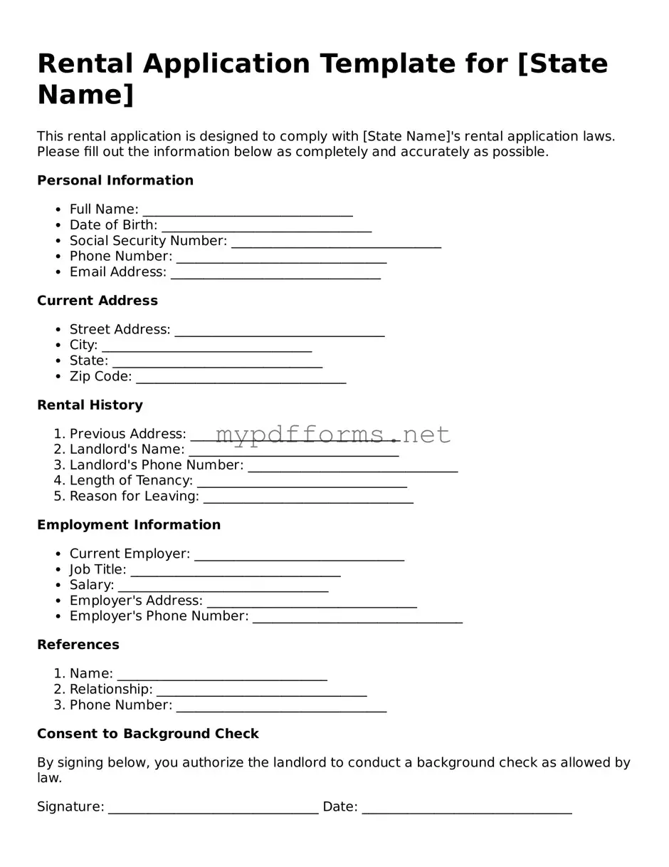 Rental Application Template