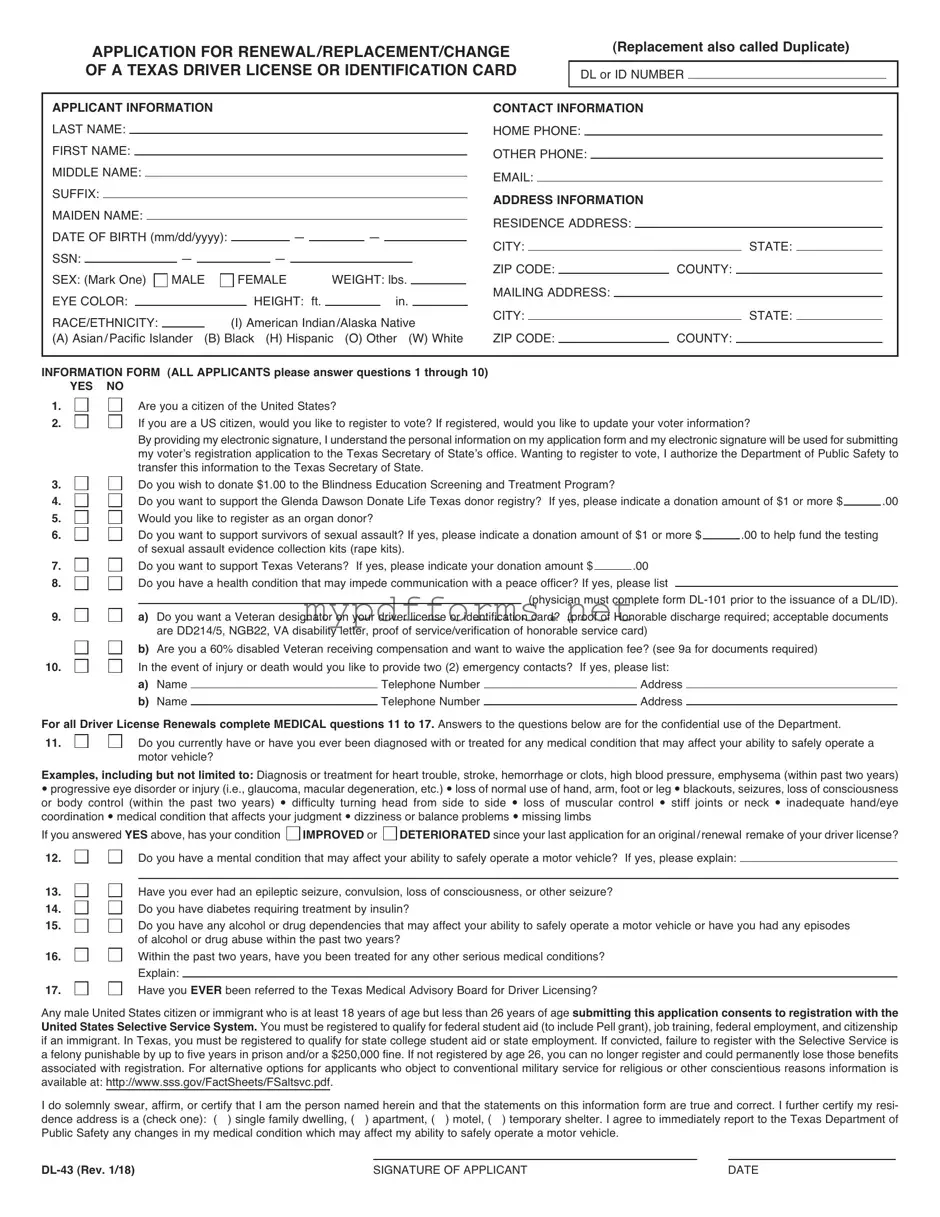 Get DL-43 Form in PDF