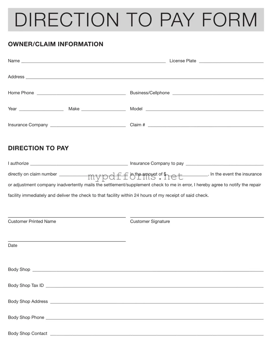Get Authorization And Direction Pay Form in PDF