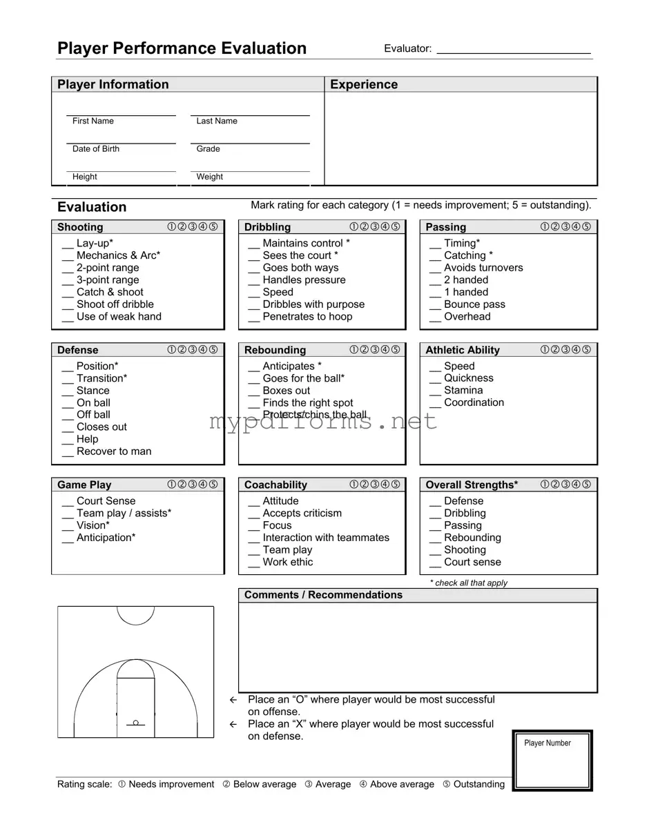Get Basketball Evaluation Form in PDF