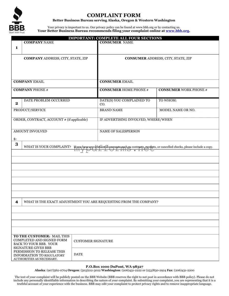 Get Bbb Complaint Form in PDF