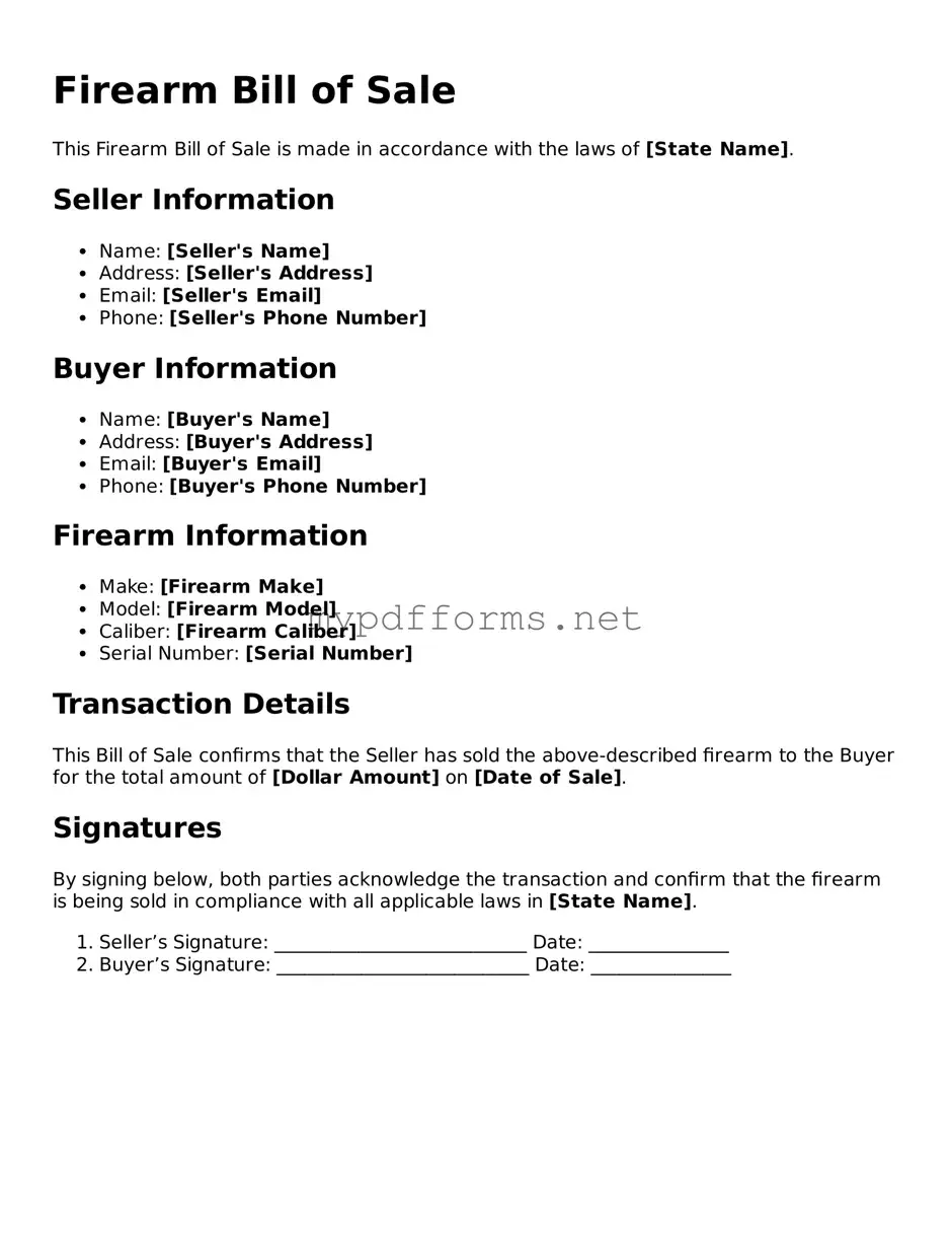 Firearm Bill of Sale Template