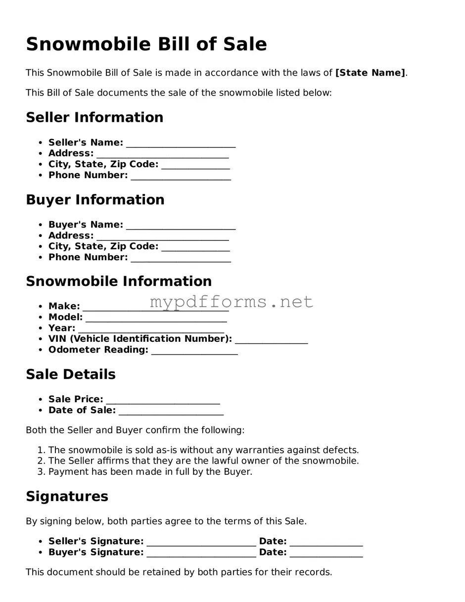 Snowmobile Bill of Sale Template
