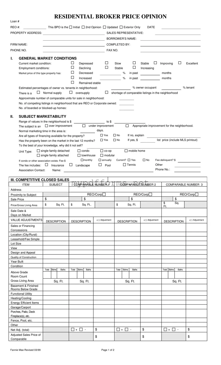 Get Broker Price Opinion Form in PDF