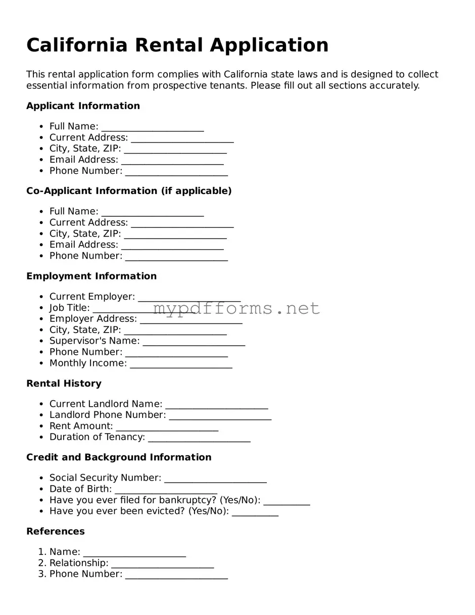 Attorney-Verified  Rental Application Document for California