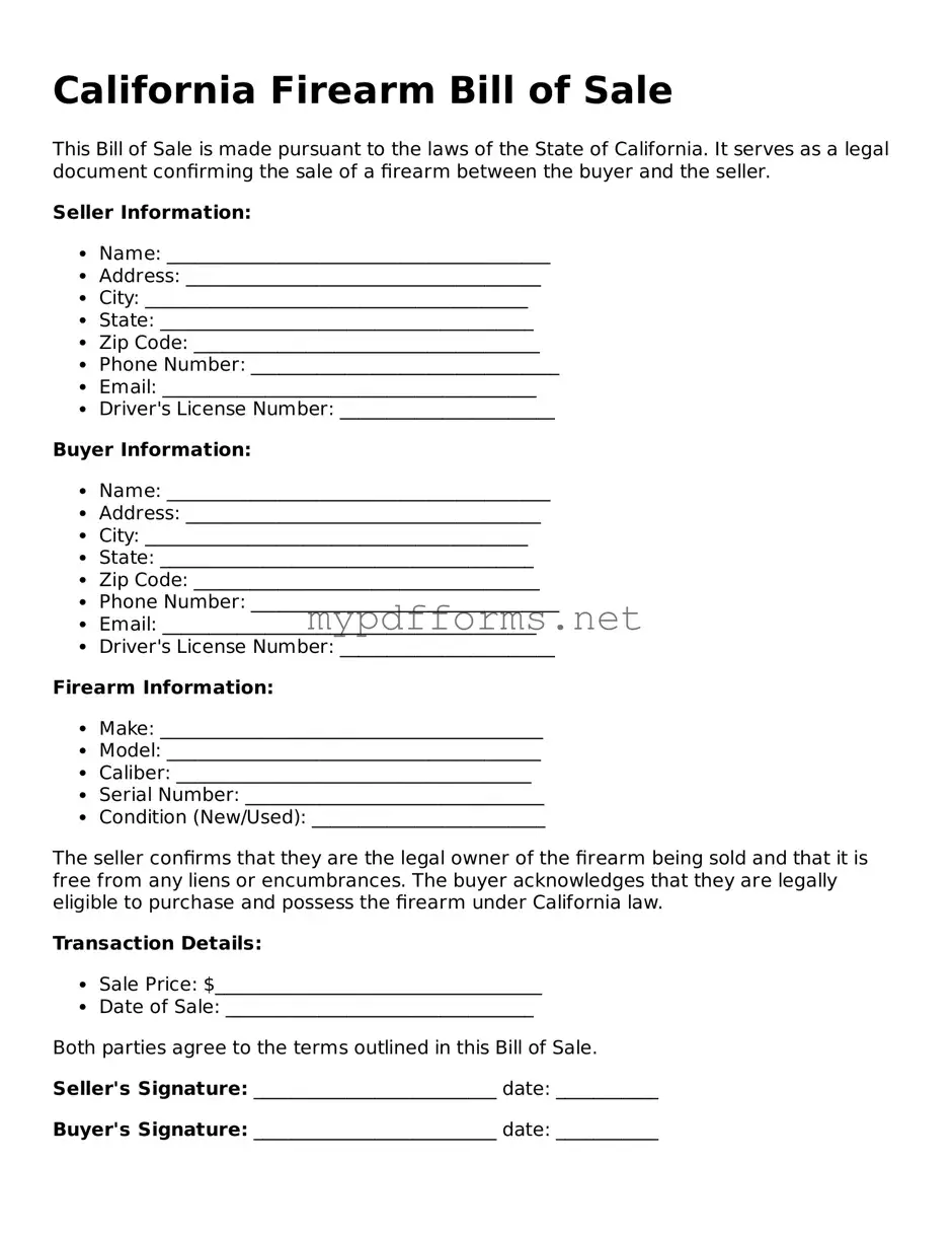 Attorney-Verified  Firearm Bill of Sale Document for California