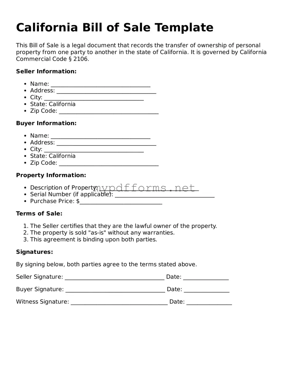 Attorney-Verified  Bill of Sale Document for California
