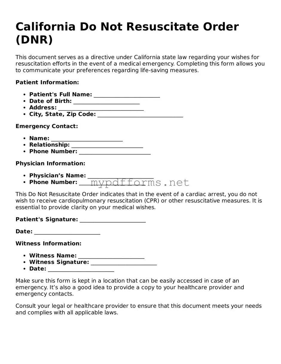 Attorney-Verified  Do Not Resuscitate Order Document for California