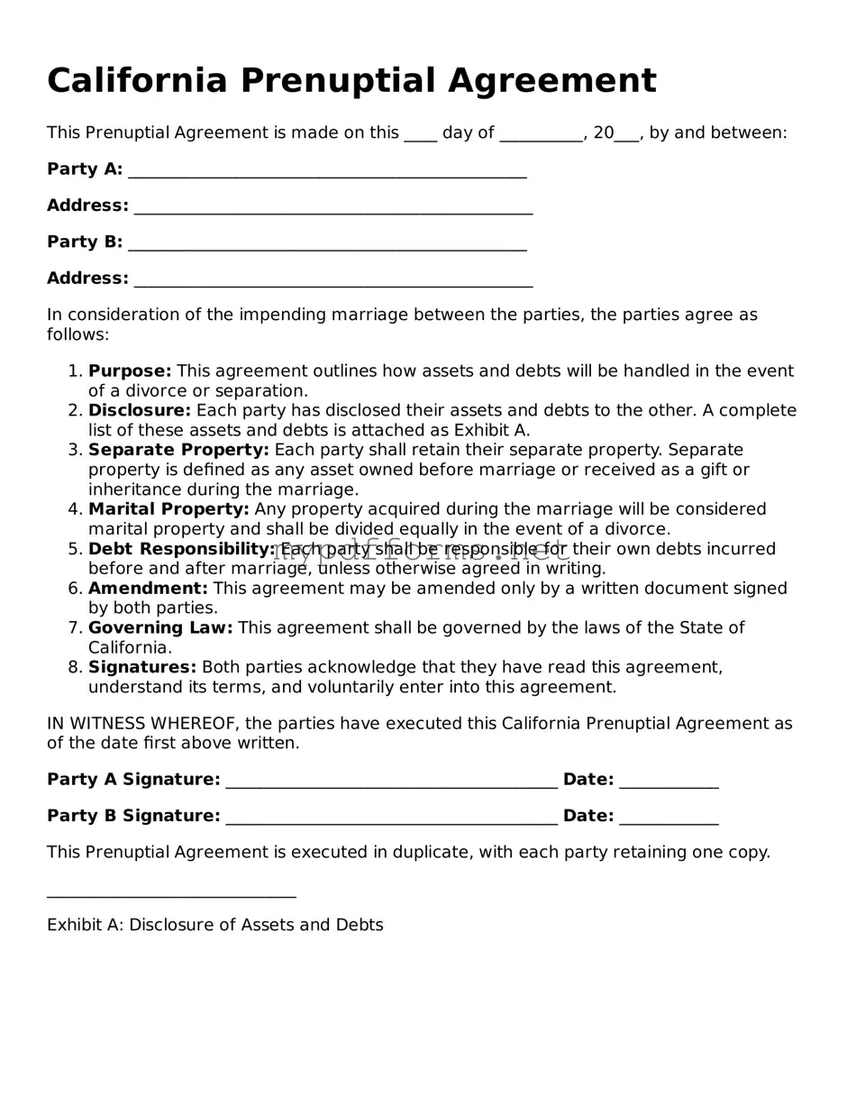 Attorney-Verified  Prenuptial Agreement Document for California