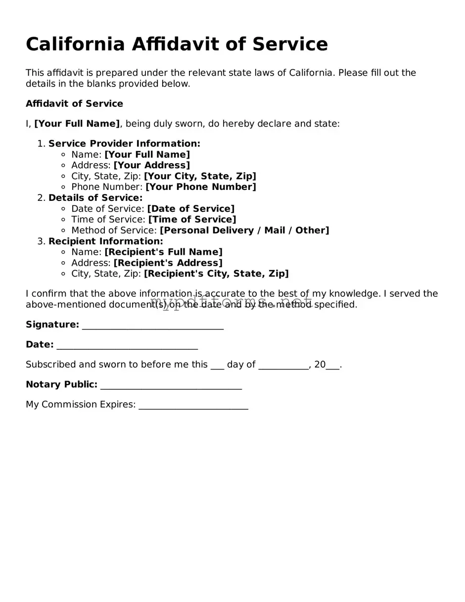 Attorney-Verified  Affidavit of Service Document for California