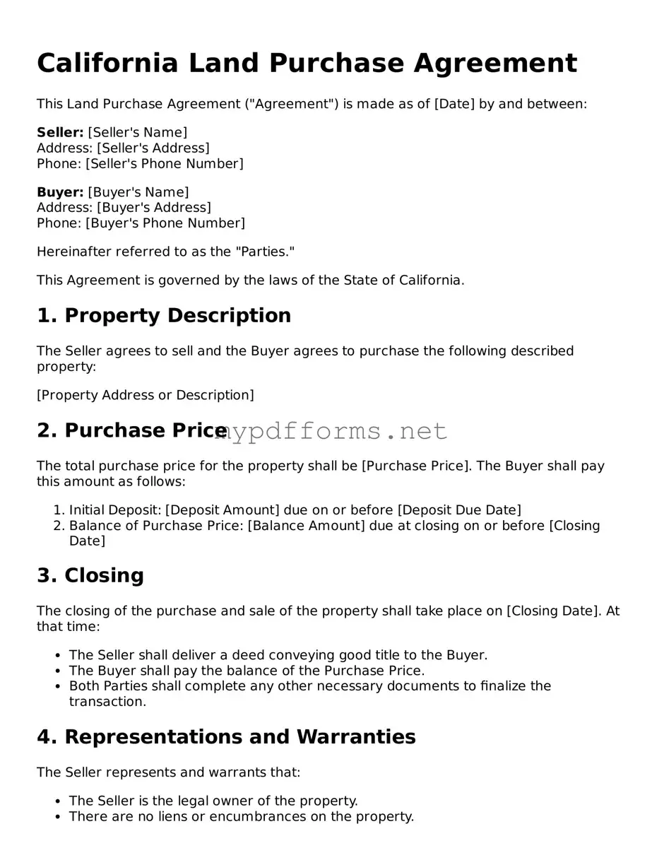 Attorney-Verified  Land Purchase Agreement Document for California
