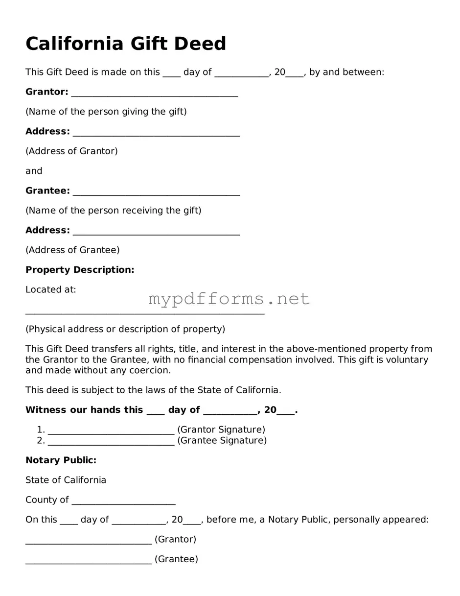 Attorney-Verified  Gift Deed Document for California