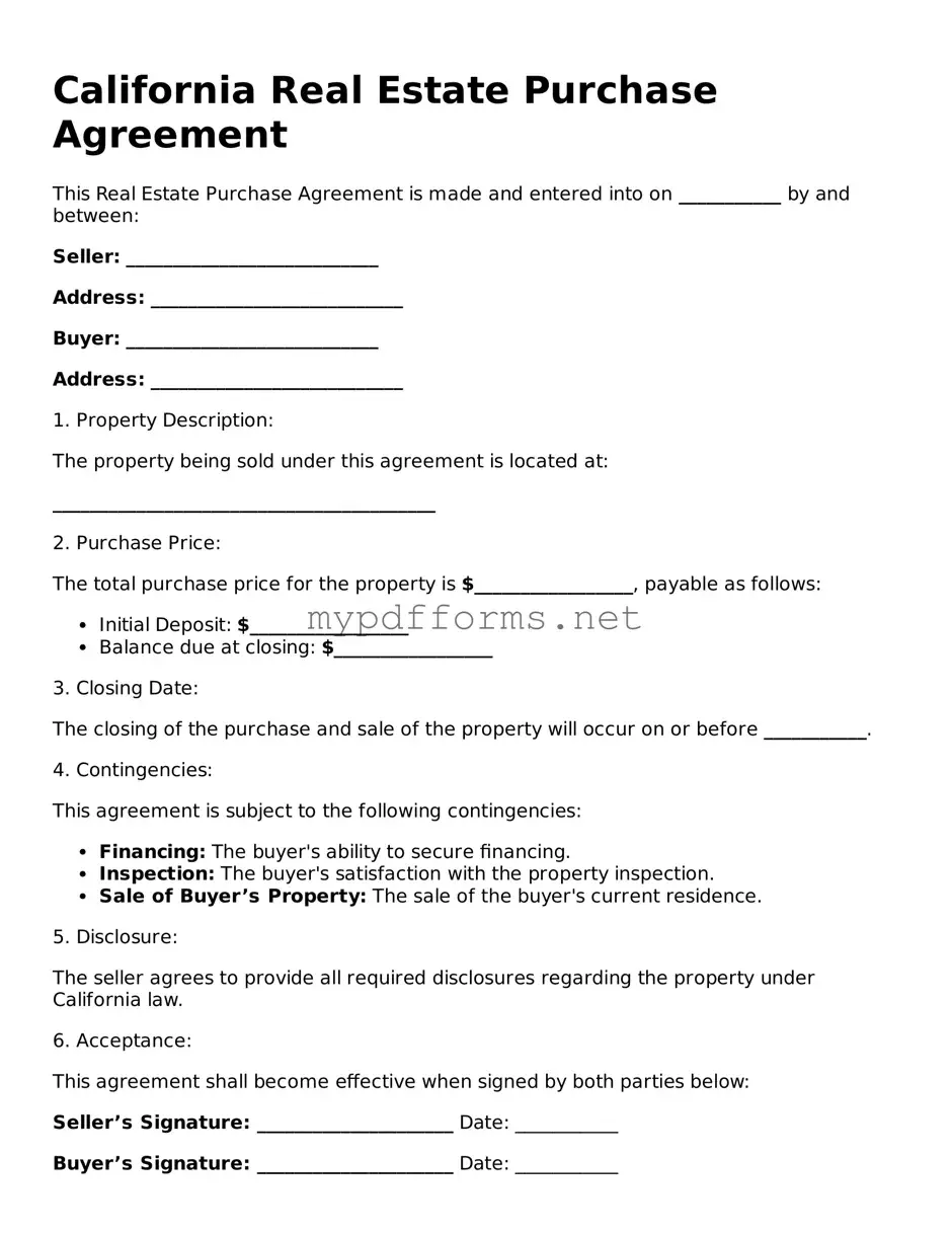 Attorney-Verified  Real Estate Purchase Agreement Document for California