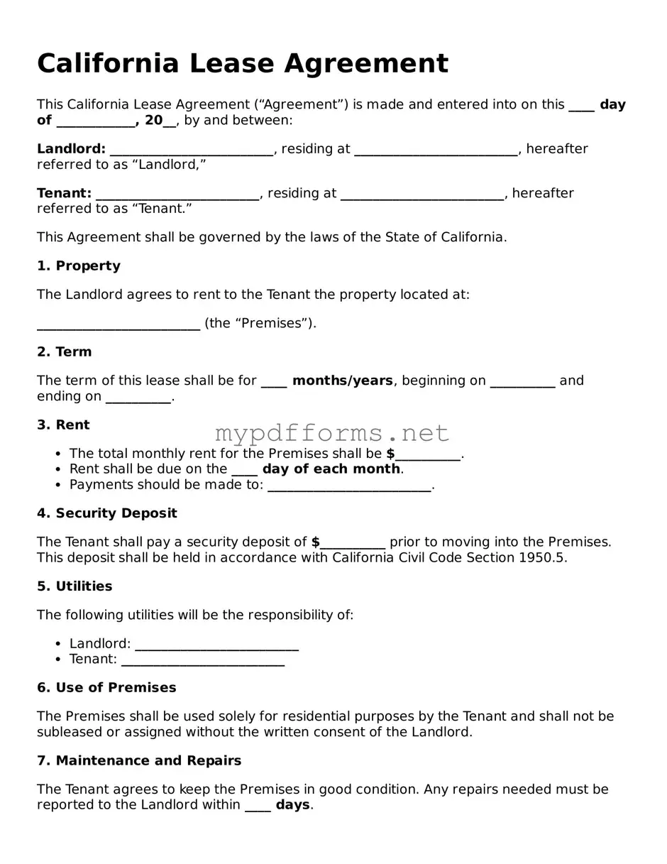 Attorney-Verified  Lease Agreement Document for California
