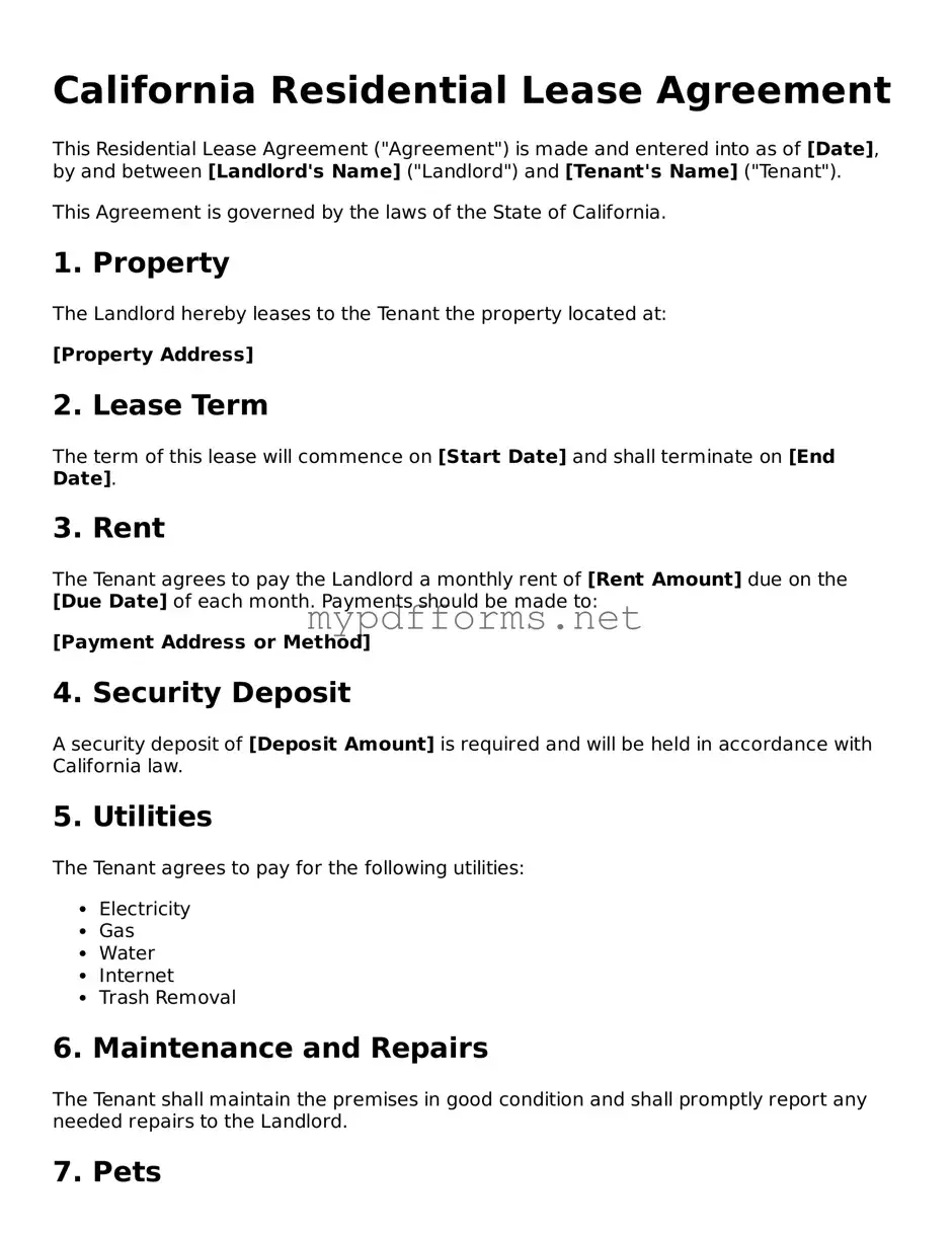 Attorney-Verified  Residential Lease Agreement Document for California