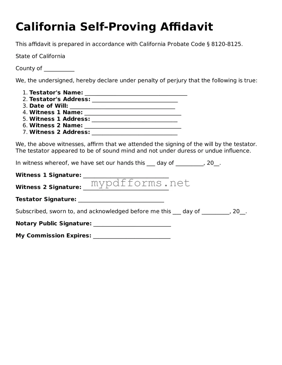 Attorney-Verified  Self-Proving Affidavit Document for California