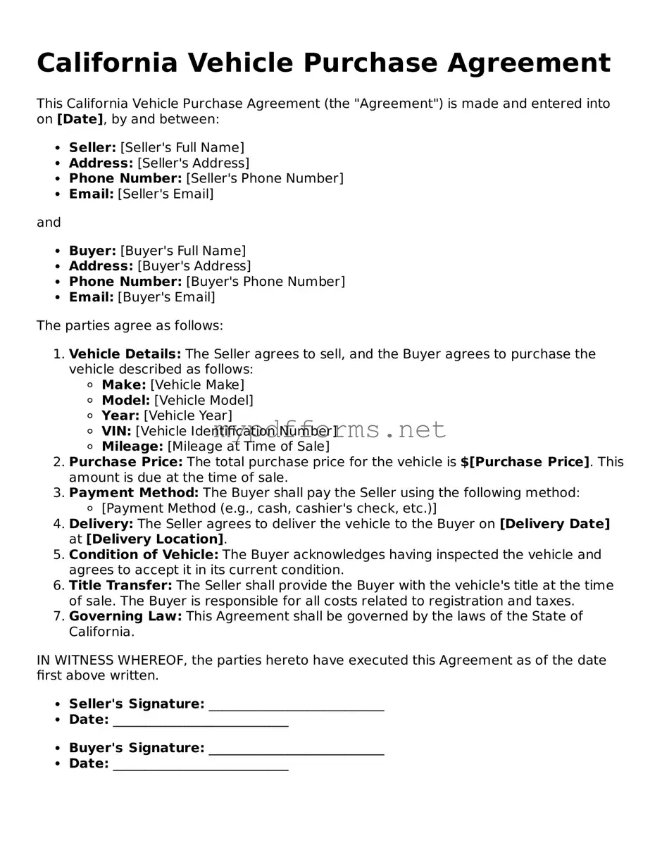 Attorney-Verified  Vehicle Purchase Agreement Document for California
