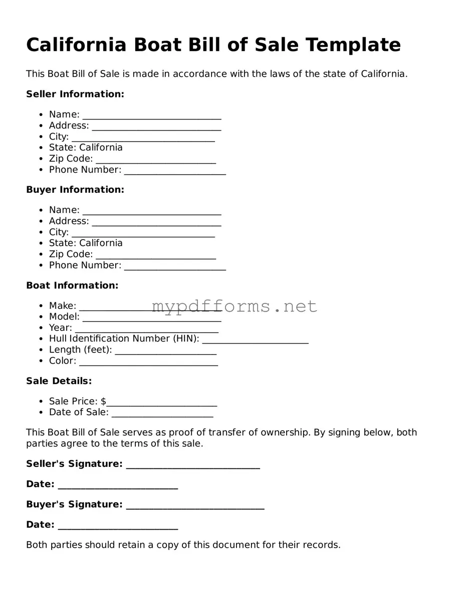 Attorney-Verified  Boat Bill of Sale Document for California