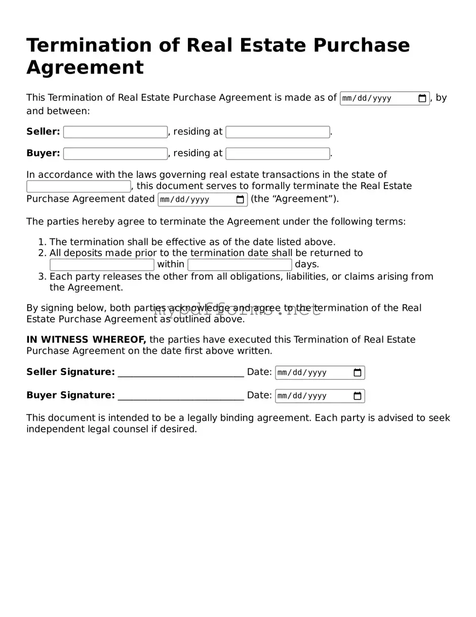 Termination of Real Estate Purchase Agreement Template