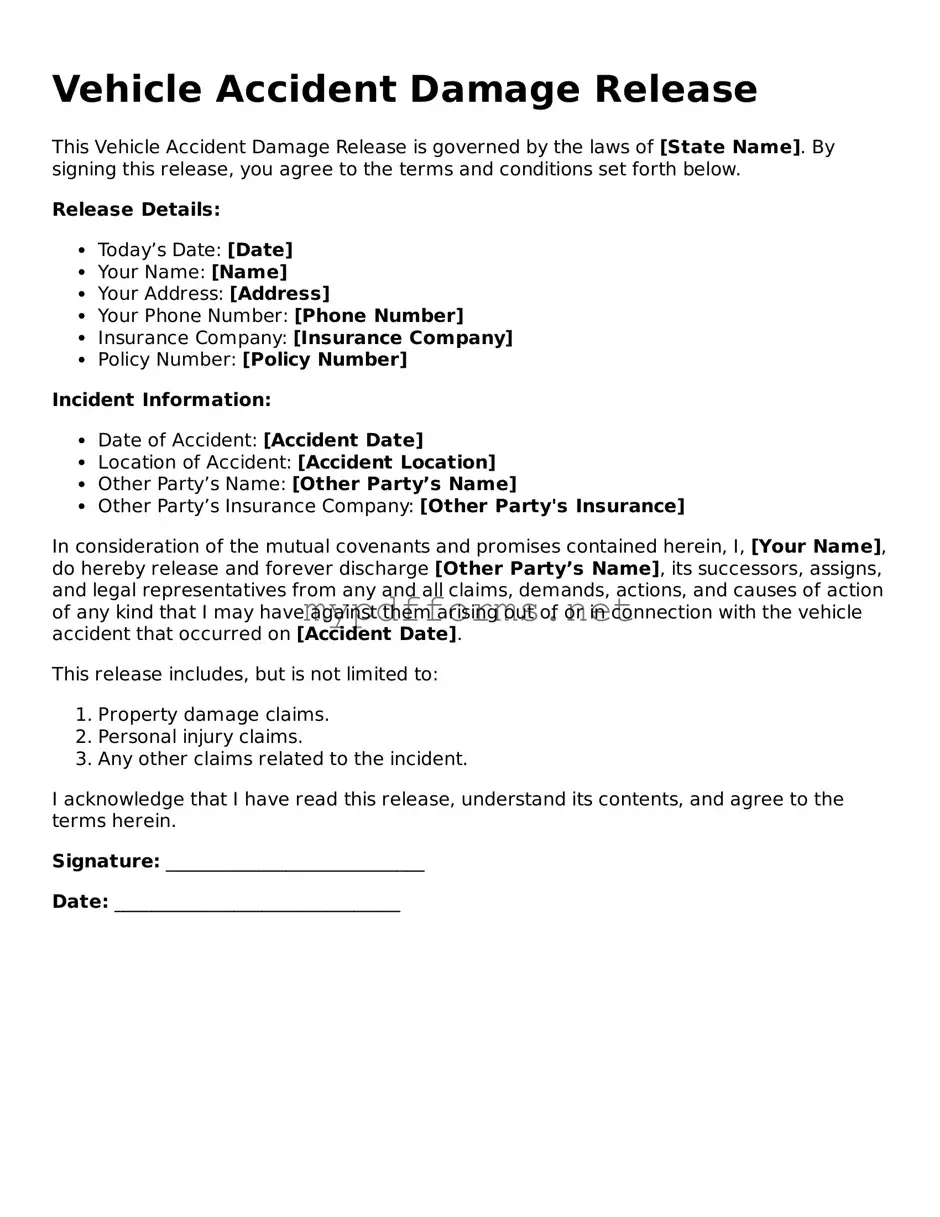 Vehicle Accident Damage Release Template