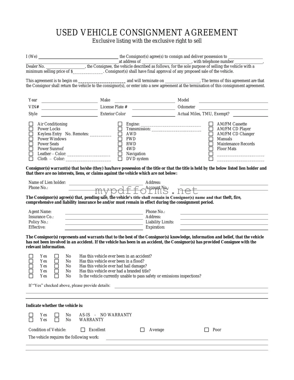 Get Car Consignment Form in PDF