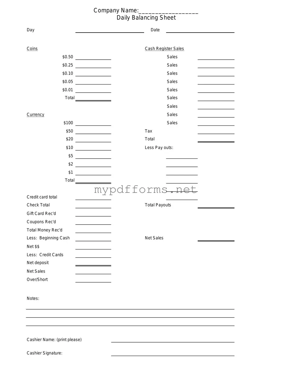 Get Cash Drawer Count Sheet Form in PDF