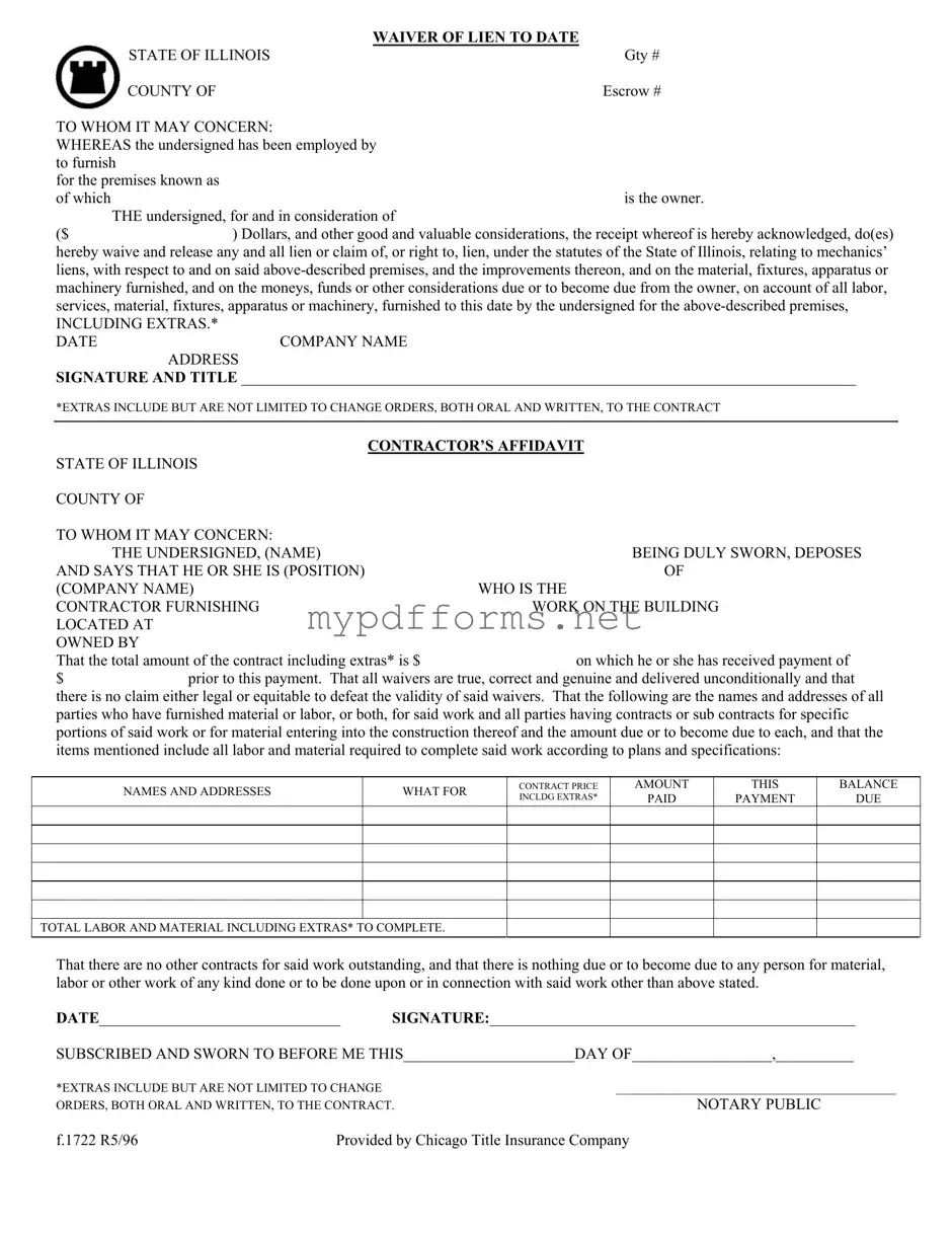 Get Chicago Title Waiver Format Form in PDF