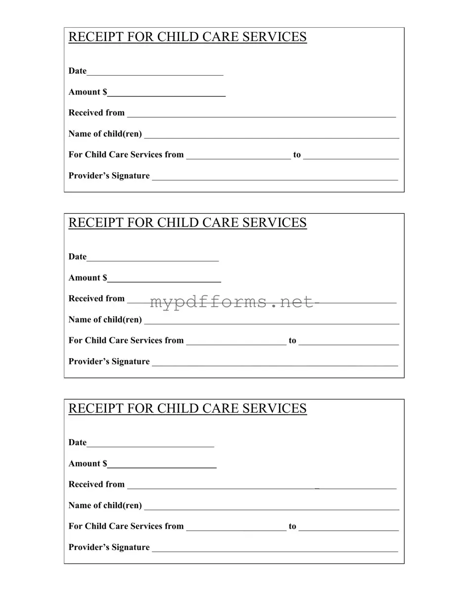 Get Childcare Receipt Form in PDF