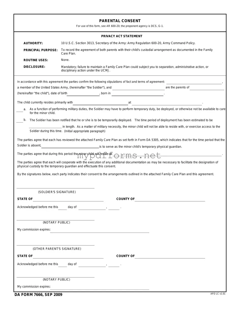 Get DA 7666 Form in PDF