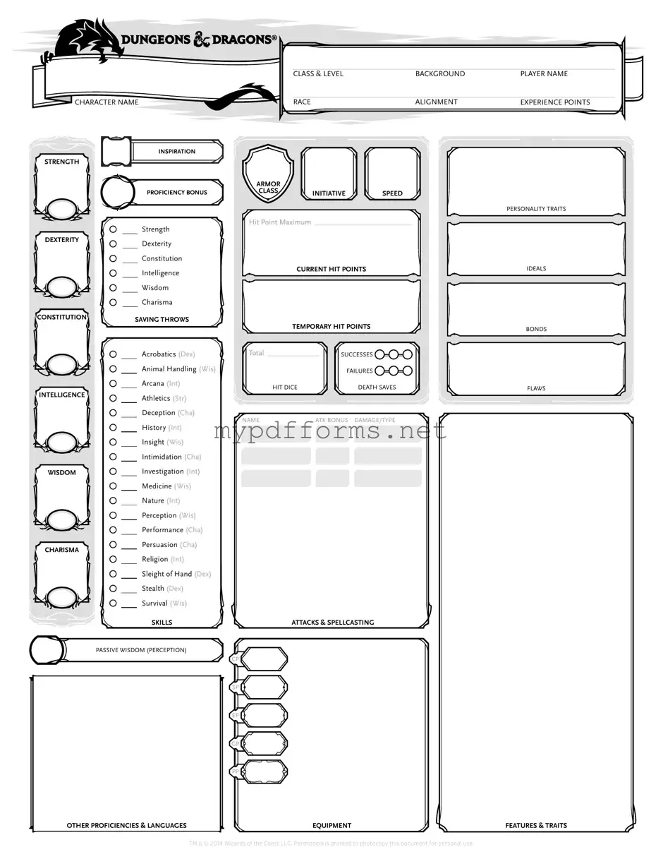 Get Dnd Character Sheet Form in PDF