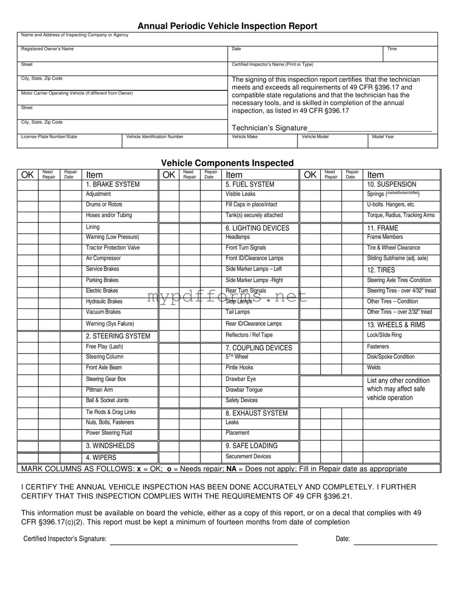 Get Dot Vehicle Inspection Form in PDF