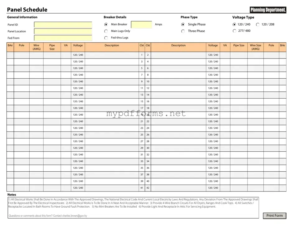 Get Electrical Panel Schedule Form in PDF