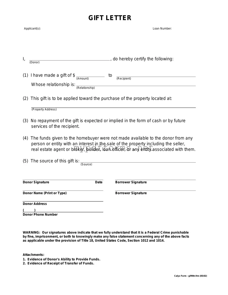 Get Gift Letter Form in PDF