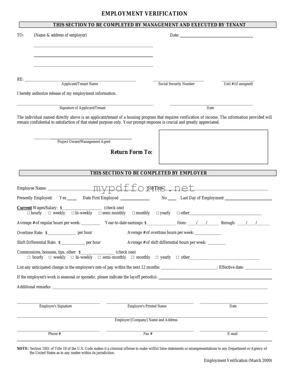 Get Employment verification form Form in PDF