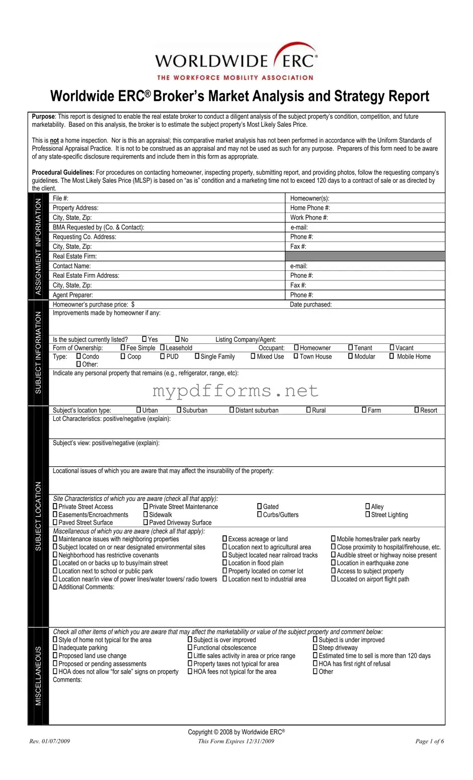 Get Erc Broker Market Analysis Form in PDF