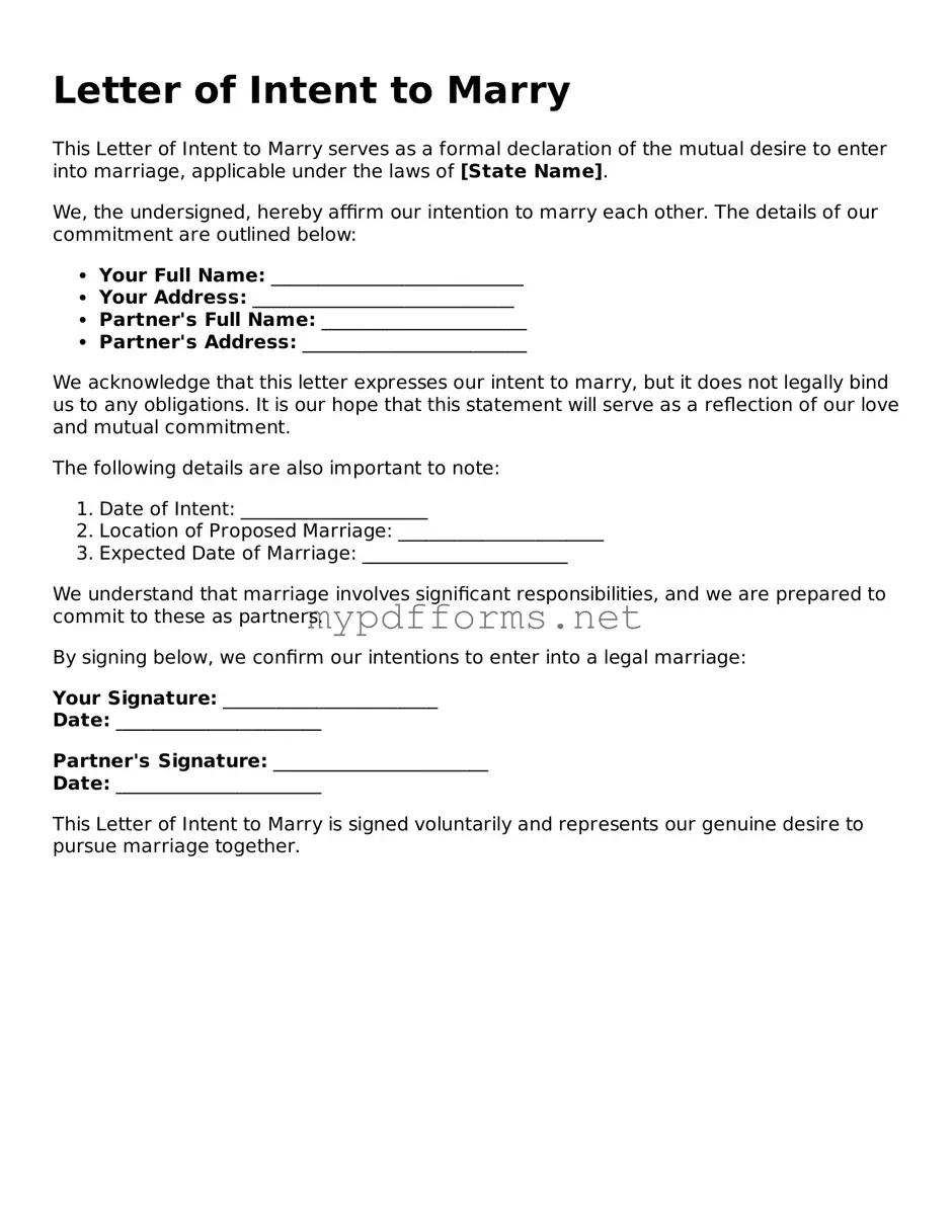 Letter of Intent to Marry Template