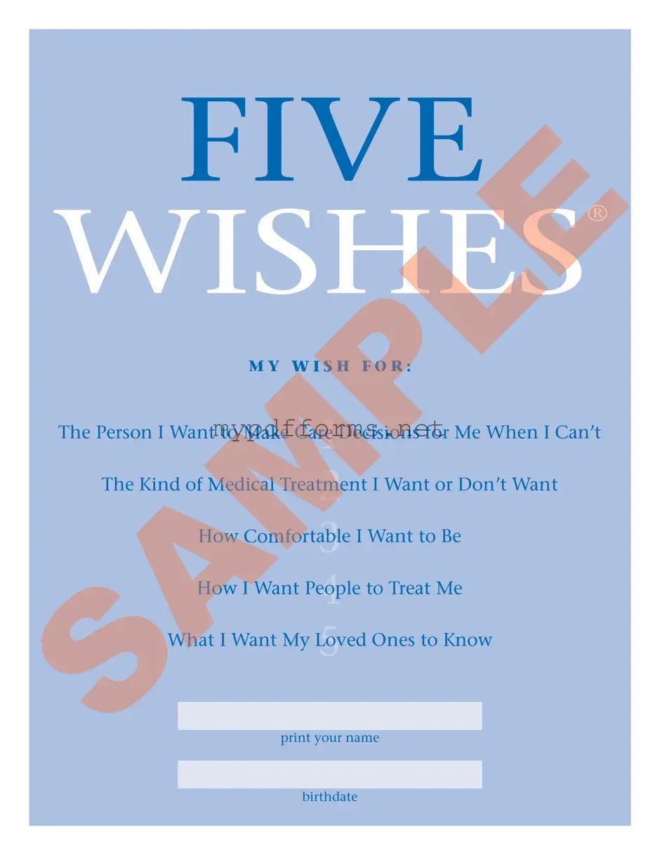 Get 5 Wishes Document Form in PDF