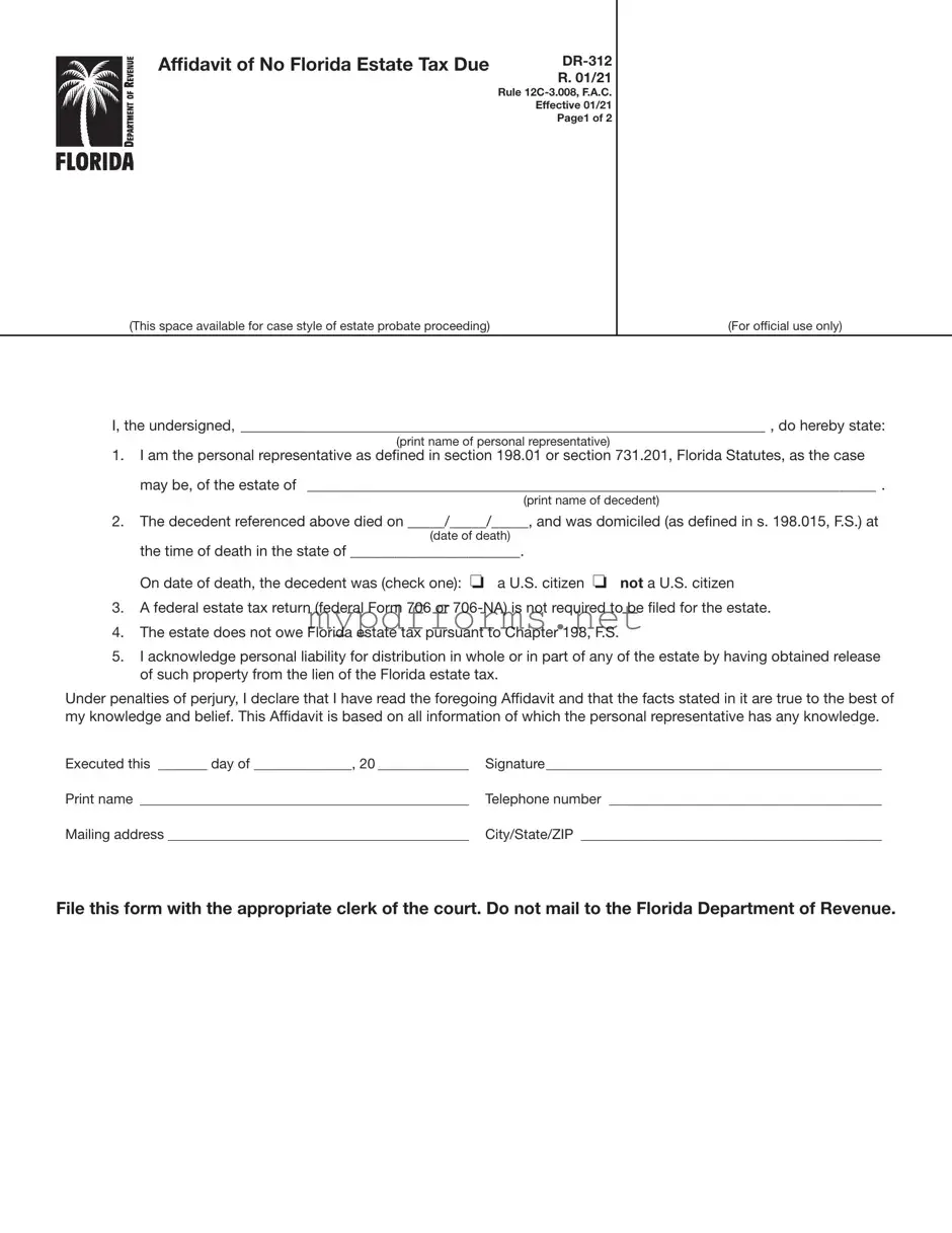 Get Fl Dr 312 Form in PDF