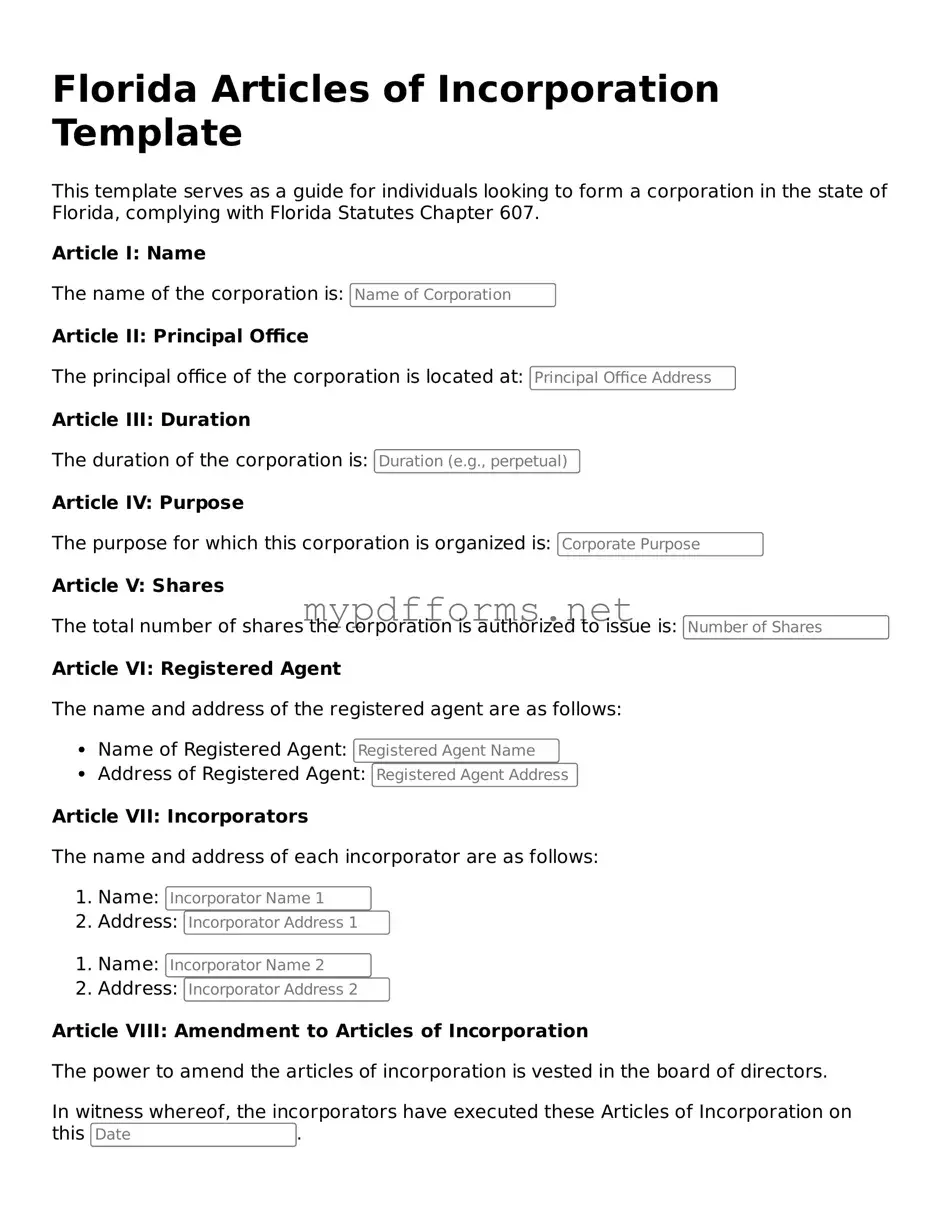 Attorney-Verified  Articles of Incorporation Document for Florida