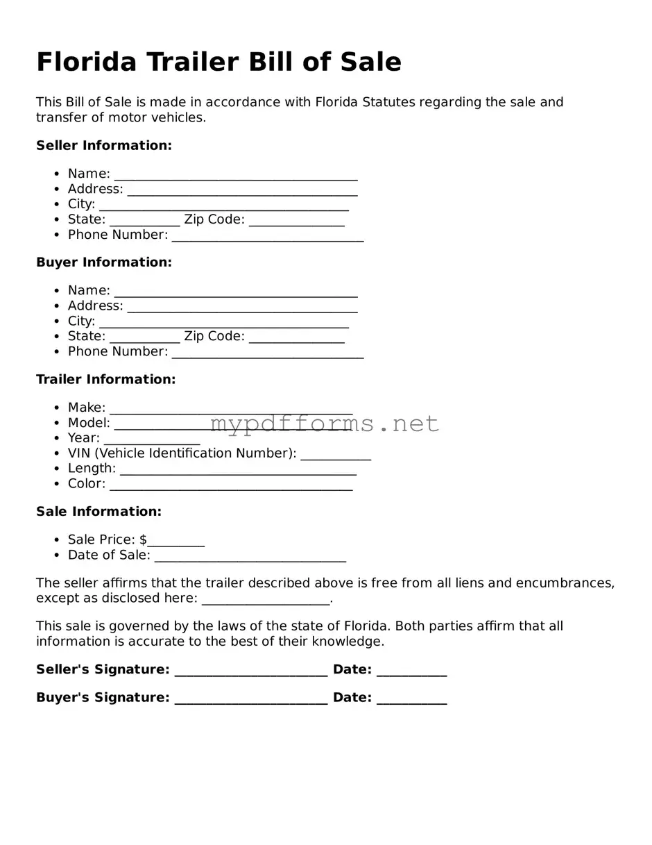Attorney-Verified Trailer Bill of Sale Document for Florida
