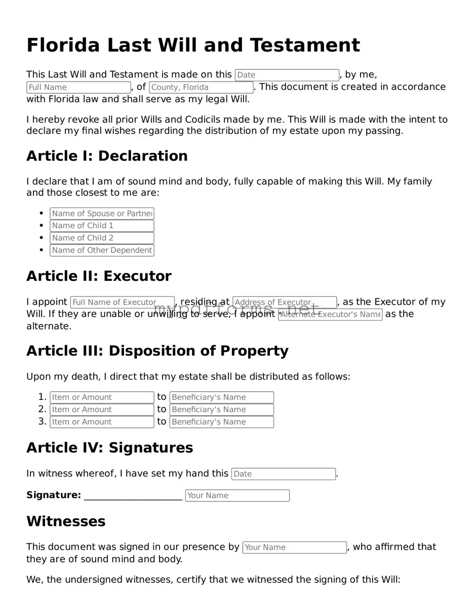 Attorney-Verified  Last Will and Testament Document for Florida
