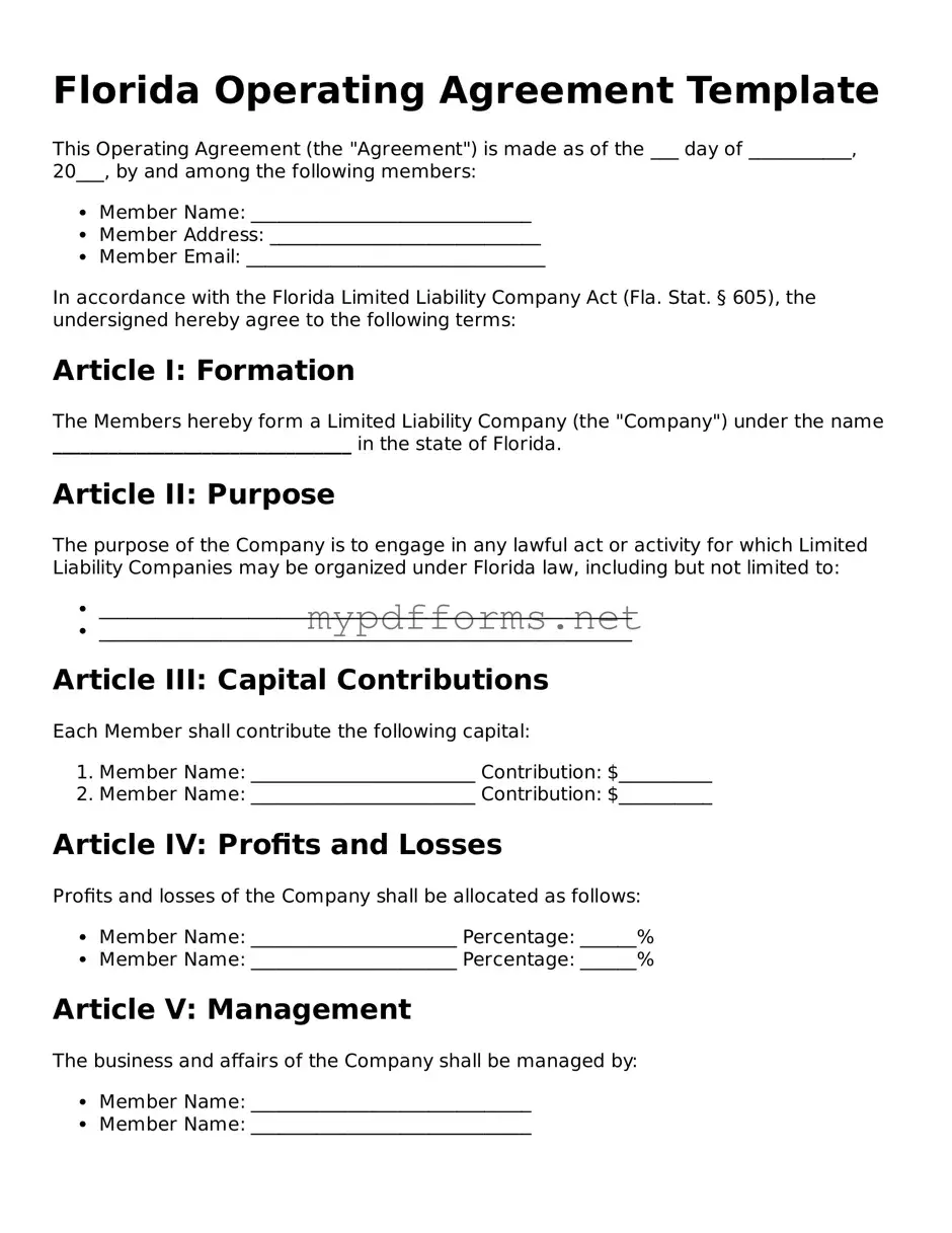 Attorney-Verified  Operating Agreement Document for Florida