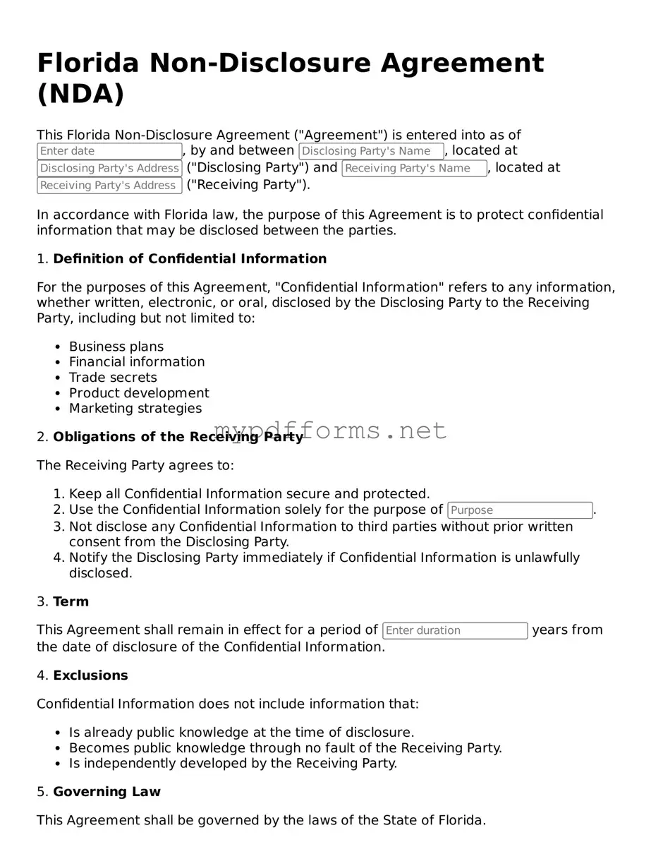 Attorney-Verified  Non-disclosure Agreement Document for Florida