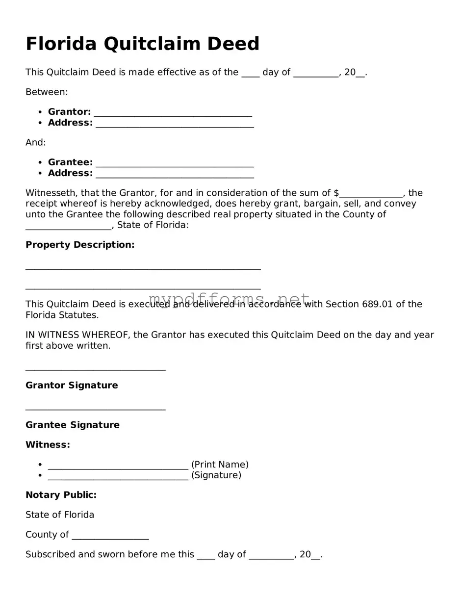 Attorney-Verified  Quitclaim Deed Document for Florida