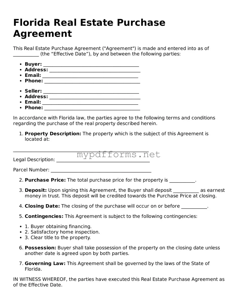 Attorney-Verified  Real Estate Purchase Agreement Document for Florida