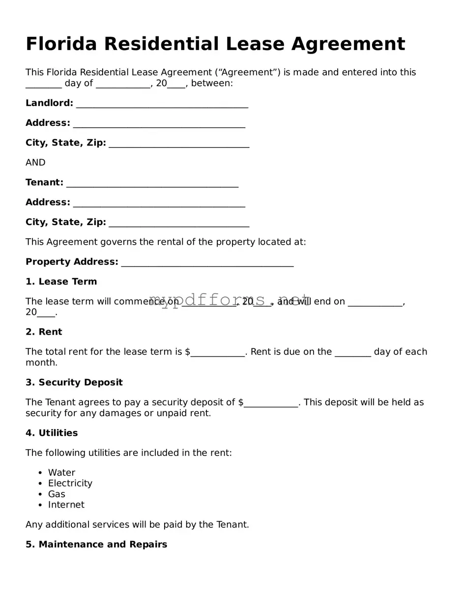 Attorney-Verified  Residential Lease Agreement Document for Florida
